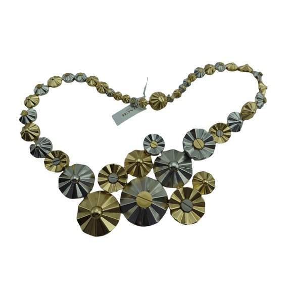 Coach CLUSTERED DAISY RIVET STATEMENT NECKLACE Silver Gold Retail 325 - Picture 6 of 6